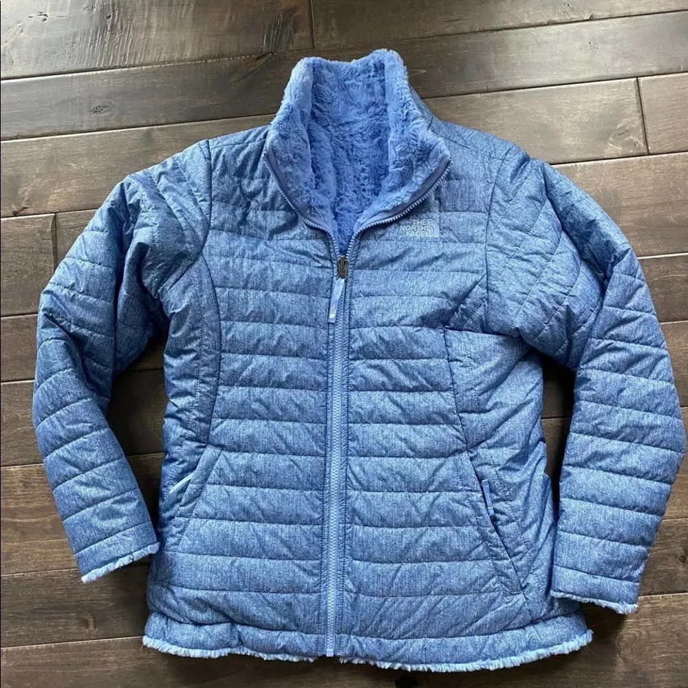 Northface Girls Mossbud Swirl Blue Jacket Coat XL